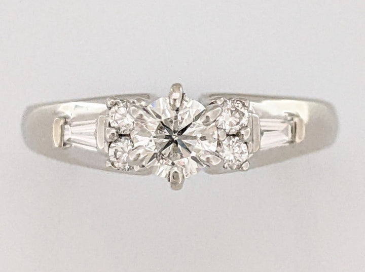 14K WHITE .54 CARAT TOTAL WEIGHT I1 H DIAMOND ROUND (5) WITH (2) BAGUETTE ESTATE RING 3.5 GRAMS