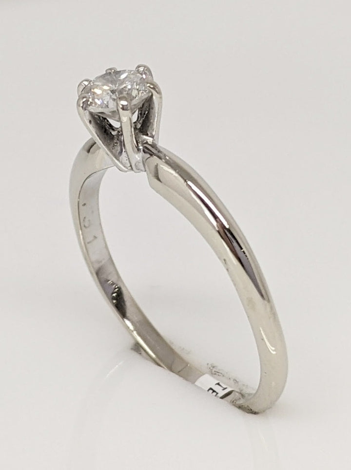 14K WHITE .31 CARAT TOTAL SI2 H DIAMOND ROUND ESTATE SOLITAIRE RING 1.6 GRAMS