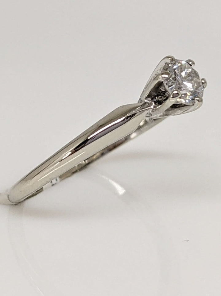 14K WHITE .31 CARAT TOTAL SI2 H DIAMOND ROUND ESTATE SOLITAIRE RING 1.6 GRAMS