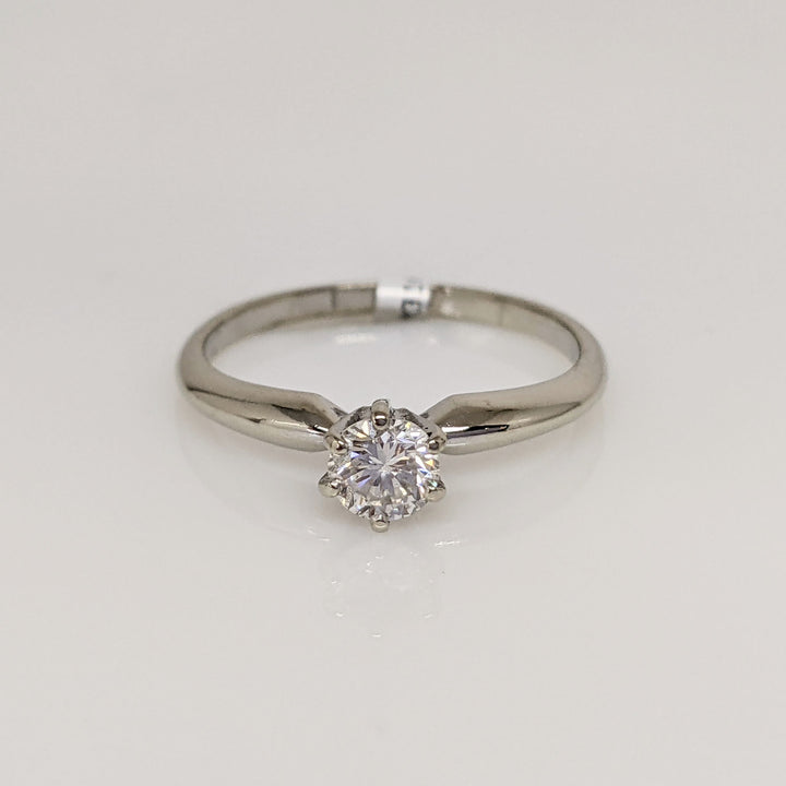 14K WHITE .31 CARAT TOTAL SI2 H DIAMOND ROUND ESTATE SOLITAIRE RING 1.6 GRAMS