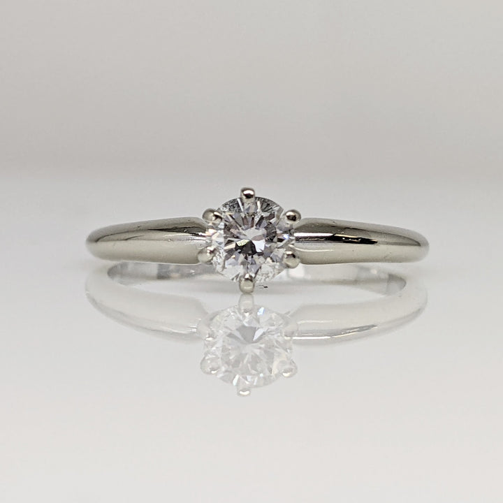 14K WHITE .31 CARAT TOTAL SI2 H DIAMOND ROUND ESTATE SOLITAIRE RING 1.6 GRAMS