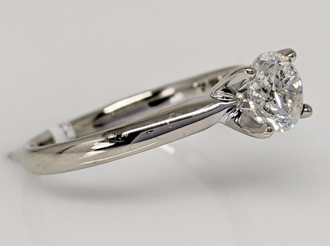 14K WHITE .79 CARAT TOTAL I2 F DIAMOND ROUND SOLITAIRE ESTATE RING 2.3 GRAMS
