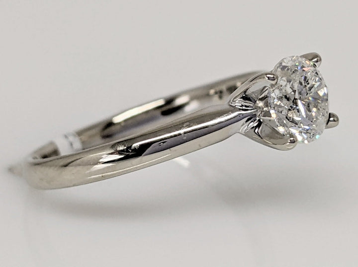 14K WHITE .79 CARAT TOTAL I2 F DIAMOND ROUND SOLITAIRE ESTATE RING 2.3 GRAMS