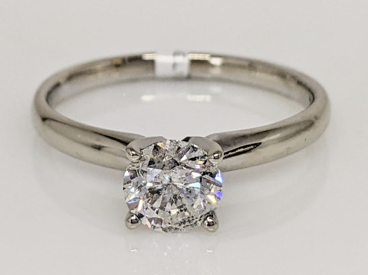 14K WHITE .79 CARAT TOTAL I2 F DIAMOND ROUND SOLITAIRE ESTATE RING 2.3 GRAMS