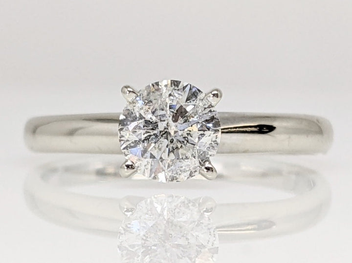 14K WHITE .79 CARAT TOTAL I2 F DIAMOND ROUND SOLITAIRE ESTATE RING 2.3 GRAMS