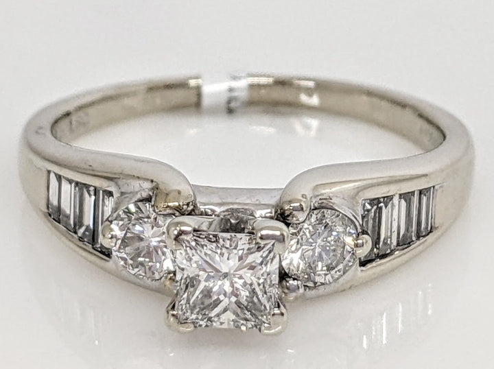 14K WHITE 1.03 CARAT TOTAL WEIGHT SI2 I DIAMOND PRINCESS CUT (1) ROUND (2) BAGUETTE (8) ESTATE RING 4.1 GRAMS