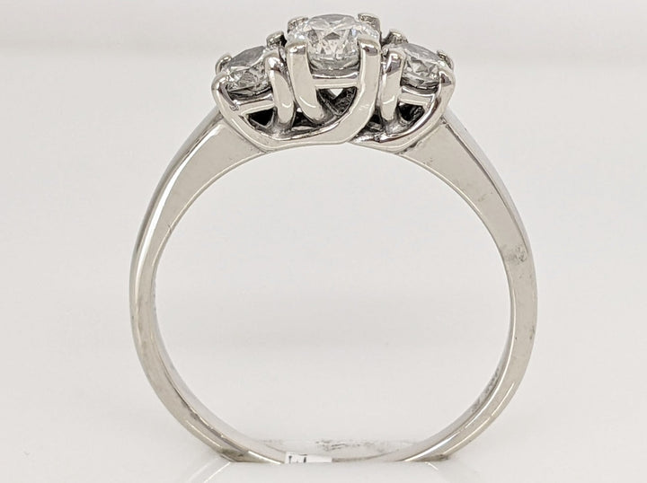 14K WHITE .59 CARAT TOTAL WEIGHT I1 H DIAMOND ROUND (3) ESTATE TRINITY RING 2.7 GRAMS
