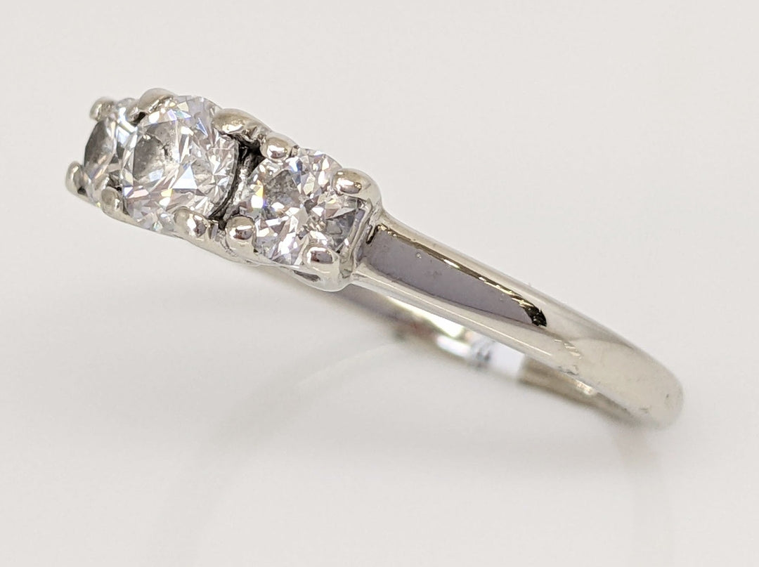 14K WHITE .59 CARAT TOTAL WEIGHT I1 H DIAMOND ROUND (3) ESTATE TRINITY RING 2.7 GRAMS