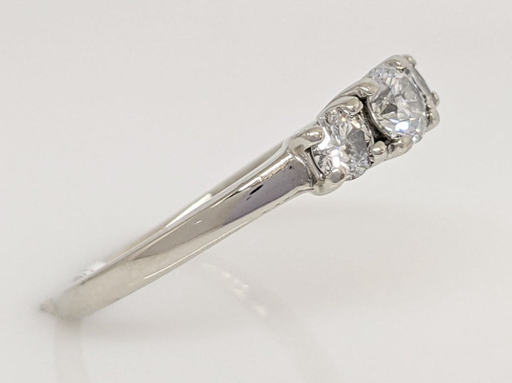 14K WHITE .59 CARAT TOTAL WEIGHT I1 H DIAMOND ROUND (3) ESTATE TRINITY RING 2.7 GRAMS