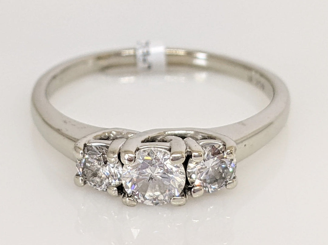 14K WHITE .59 CARAT TOTAL WEIGHT I1 H DIAMOND ROUND (3) ESTATE TRINITY RING 2.7 GRAMS
