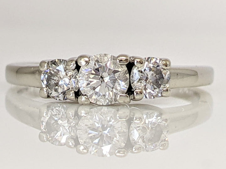 14K WHITE .59 CARAT TOTAL WEIGHT I1 H DIAMOND ROUND (3) ESTATE TRINITY RING 2.7 GRAMS