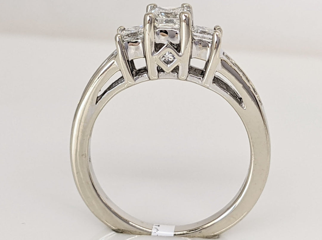 14K WHITE .95 CARAT TOTAL WEIGHT I1 G DIAMOND PRINCESS CUT (13) ESTATE TRINITY RING 4.0 GRAMS