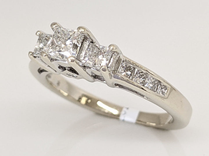 14K WHITE .95 CARAT TOTAL WEIGHT I1 G DIAMOND PRINCESS CUT (13) ESTATE TRINITY RING 4.0 GRAMS
