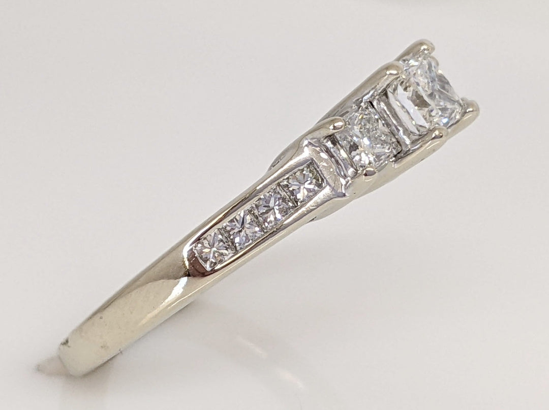 14K WHITE .95 CARAT TOTAL WEIGHT I1 G DIAMOND PRINCESS CUT (13) ESTATE TRINITY RING 4.0 GRAMS