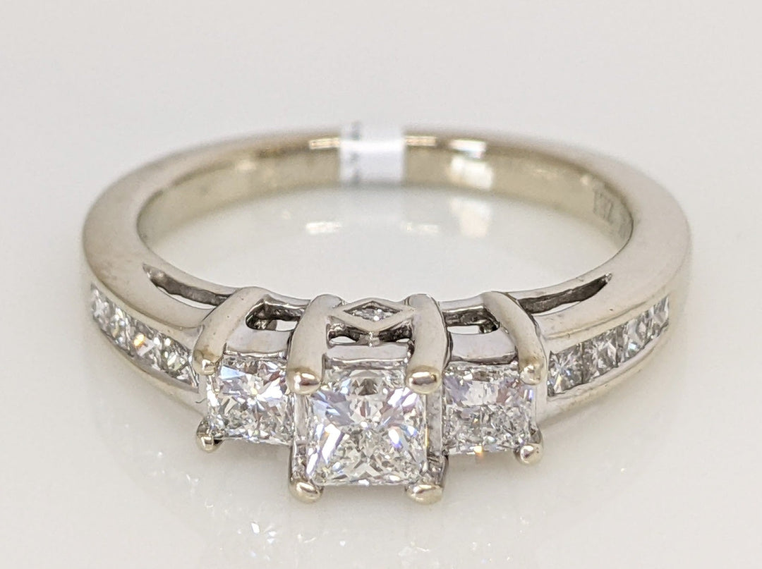 14K WHITE .95 CARAT TOTAL WEIGHT I1 G DIAMOND PRINCESS CUT (13) ESTATE TRINITY RING 4.0 GRAMS