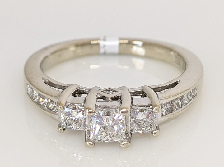 14K WHITE .95 CARAT TOTAL WEIGHT I1 G DIAMOND PRINCESS CUT (13) ESTATE TRINITY RING 4.0 GRAMS
