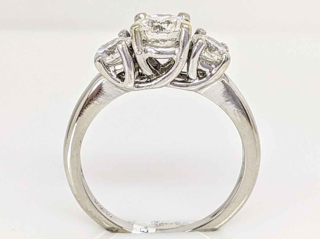 14K WHITE 1.39 CARAT TOTAL WEIGHT SI2 J DIAMOND ROUND TRINITY ESTATE RING 3.2 GRAMS
