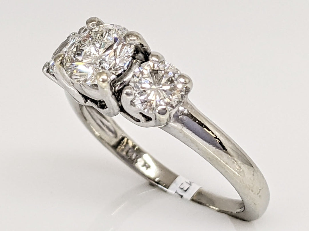 14K WHITE 1.39 CARAT TOTAL WEIGHT SI2 J DIAMOND ROUND TRINITY ESTATE RING 3.2 GRAMS