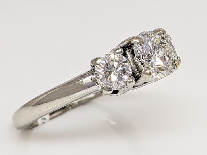 14K WHITE 1.39 CARAT TOTAL WEIGHT SI2 J DIAMOND ROUND TRINITY ESTATE RING 3.2 GRAMS