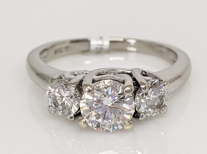 14K WHITE 1.39 CARAT TOTAL WEIGHT SI2 J DIAMOND ROUND TRINITY ESTATE RING 3.2 GRAMS
