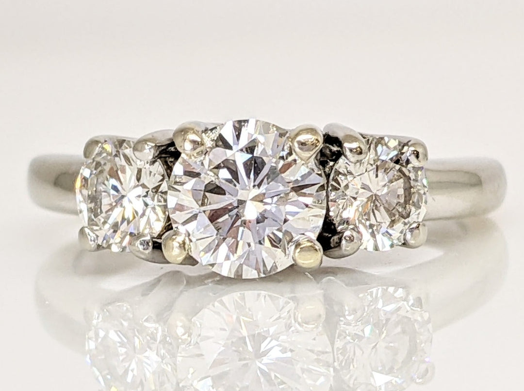 14K WHITE 1.39 CARAT TOTAL WEIGHT SI2 J DIAMOND ROUND TRINITY ESTATE RING 3.2 GRAMS