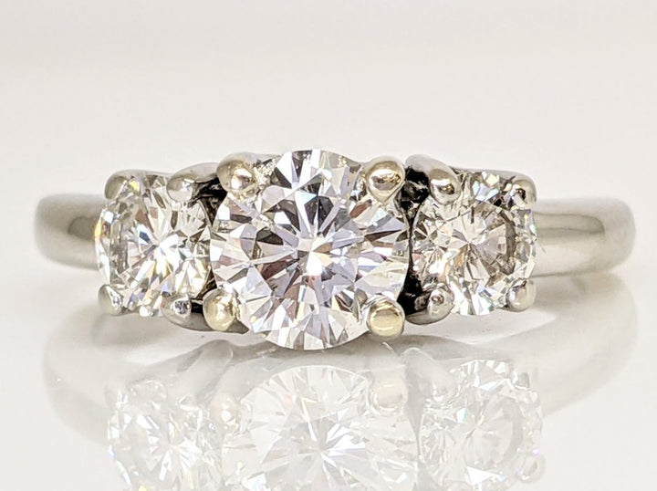 14K WHITE 1.39 CARAT TOTAL WEIGHT SI2 J DIAMOND ROUND TRINITY ESTATE RING 3.2 GRAMS