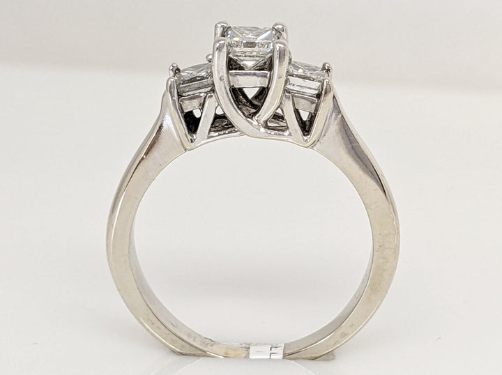 14K WHITE .66 CARAT TOTAL WEIGHT SI1 G DIAMOND PRINCESS CUT (3) TRINITY ESTATE RING 3.4 GRAMS