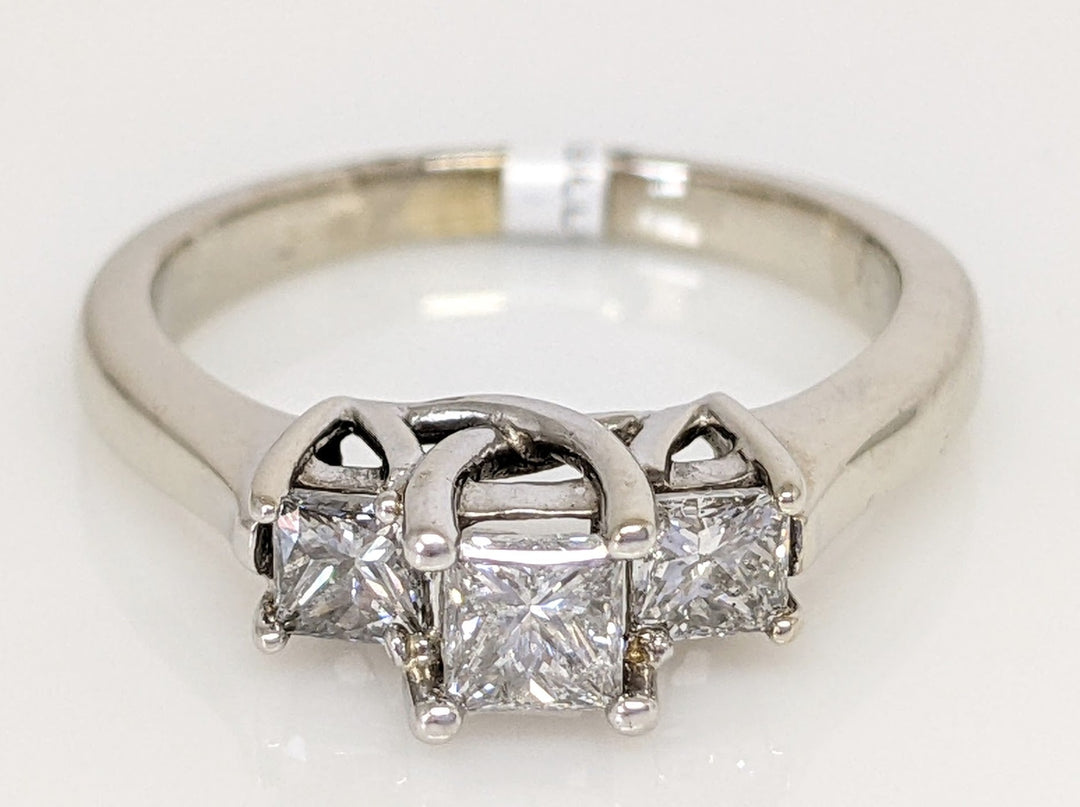 14K WHITE .66 CARAT TOTAL WEIGHT SI1 G DIAMOND PRINCESS CUT (3) TRINITY ESTATE RING 3.4 GRAMS