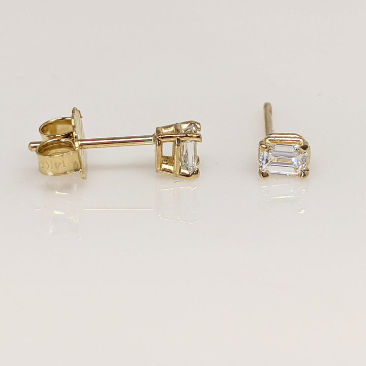 14K .30 CARAT TOTAL WEIGHT VS1 H DIAMOND EMERALD CUT (2) ESTATE STUD EARRINGS