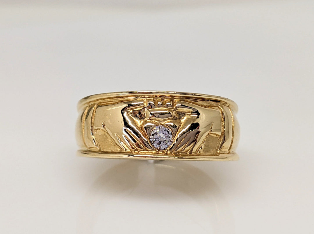 14K .10 CARAT TOTAL L SI2 I DIAMOND ROUND ESTATE CLADDAGH BAND 8.9 GRAMS