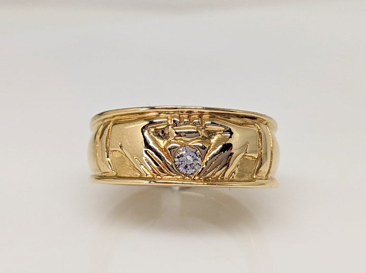 14K .10 CARAT TOTAL L SI2 I DIAMOND ROUND ESTATE CLADDAGH BAND 8.9 GRAMS