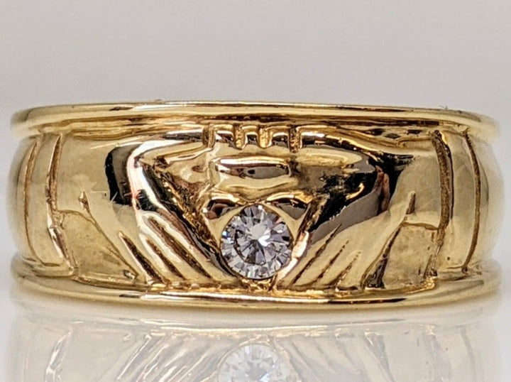14K .10 CARAT TOTAL L SI2 I DIAMOND ROUND ESTATE CLADDAGH BAND 8.9 GRAMS