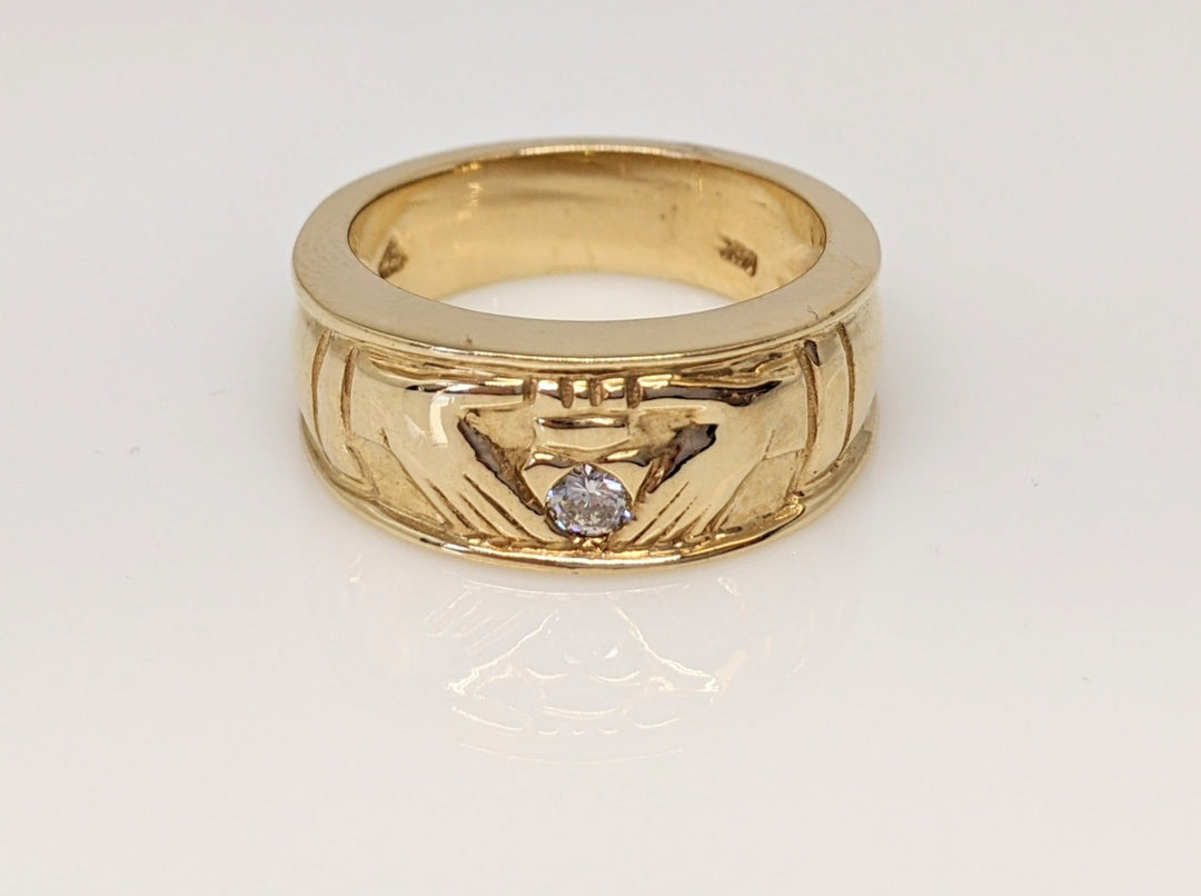 14K .10 CARAT TOTAL L SI2 I DIAMOND ROUND ESTATE CLADDAGH BAND 8.9 GRAMS
