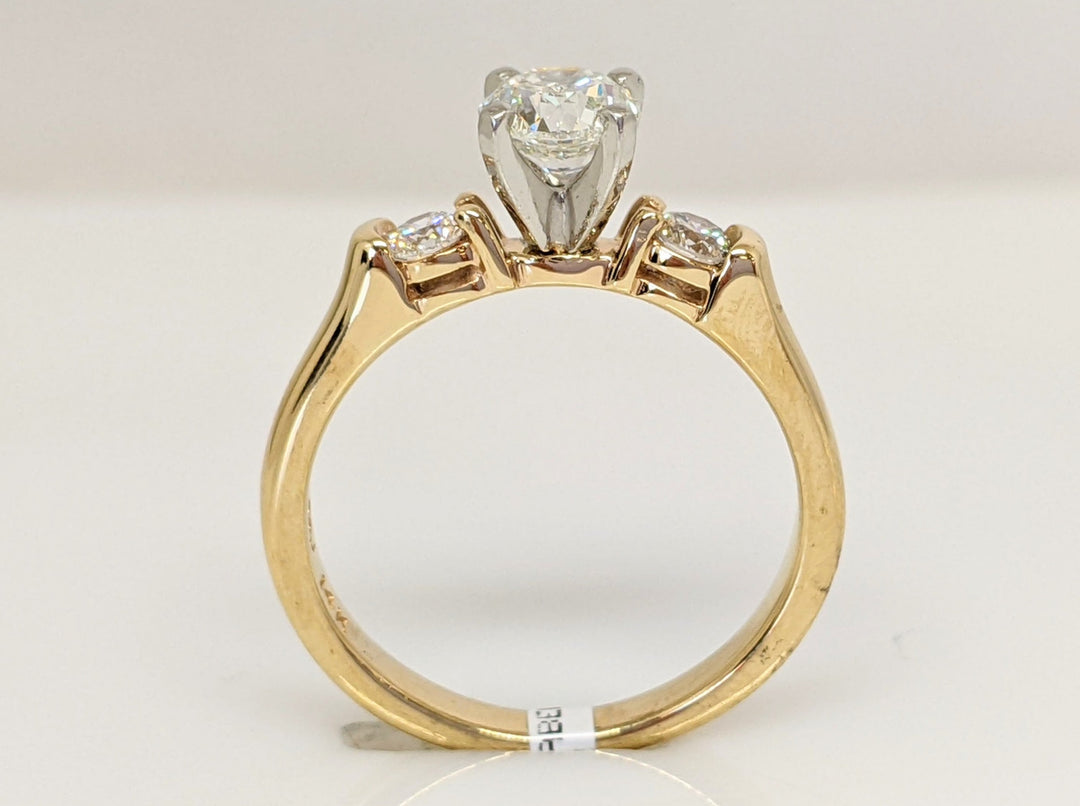 14K .90 CARAT TOTAL WEIGHT I H DIAMOND ROUND (3) TRINITY ESTATE RING 3.8 GRAMS