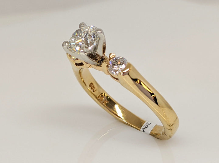 14K .90 CARAT TOTAL WEIGHT I H DIAMOND ROUND (3) TRINITY ESTATE RING 3.8 GRAMS