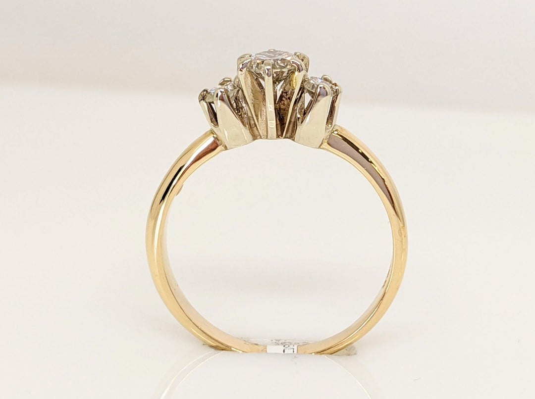 14K .42 CARAT TOTAL WEIGHT SI2 J DIAMOND ROUND (3) TRINITY ESTATE RING 2.3 GRAMS