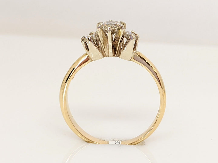 14K .42 CARAT TOTAL WEIGHT SI2 J DIAMOND ROUND (3) TRINITY ESTATE RING 2.3 GRAMS