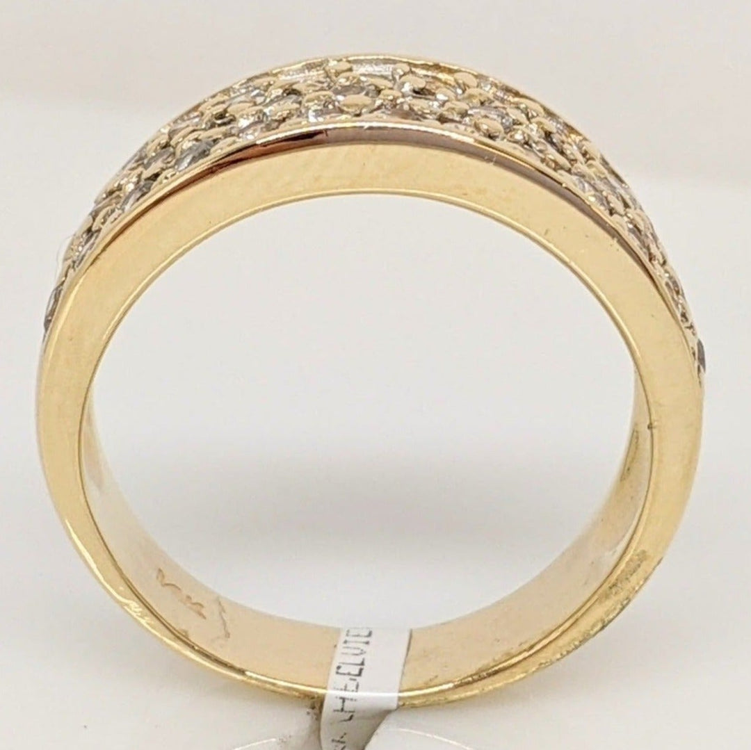 14K CUBIC ZIRCONIA ROUND 3-ROW ESTATE BAND 6.0 GRAMS