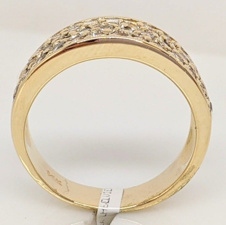 14K CUBIC ZIRCONIA ROUND 3-ROW ESTATE BAND 6.0 GRAMS