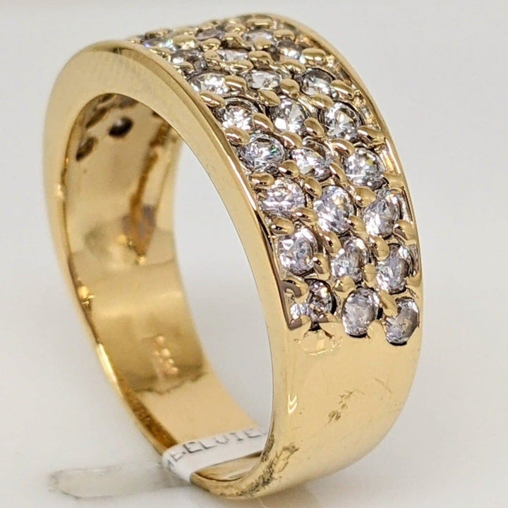 14K CUBIC ZIRCONIA ROUND 3-ROW ESTATE BAND 6.0 GRAMS