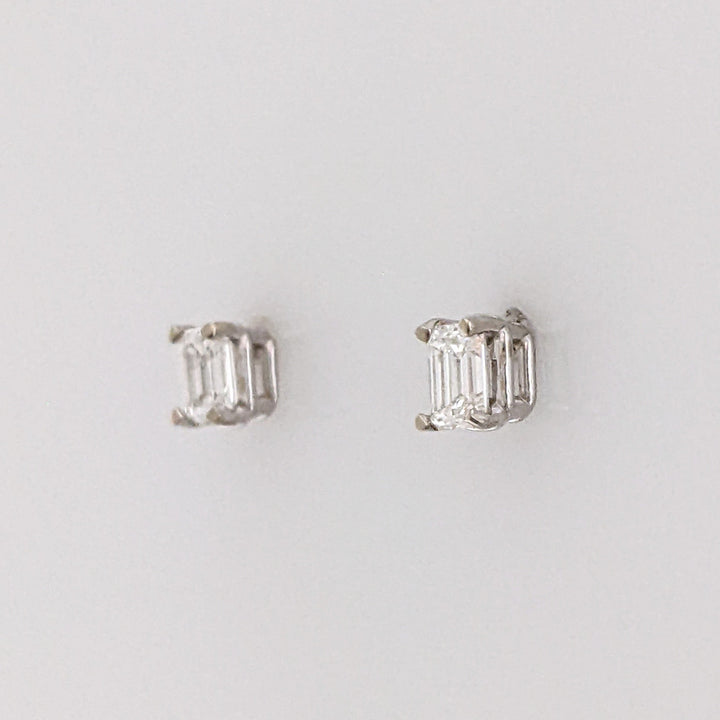 14K WHITE .30 CARAT TOTAL WEIGHT VS1 H DIAMOND EMERALD CUT (2) ESTATE STUD EARRINGS