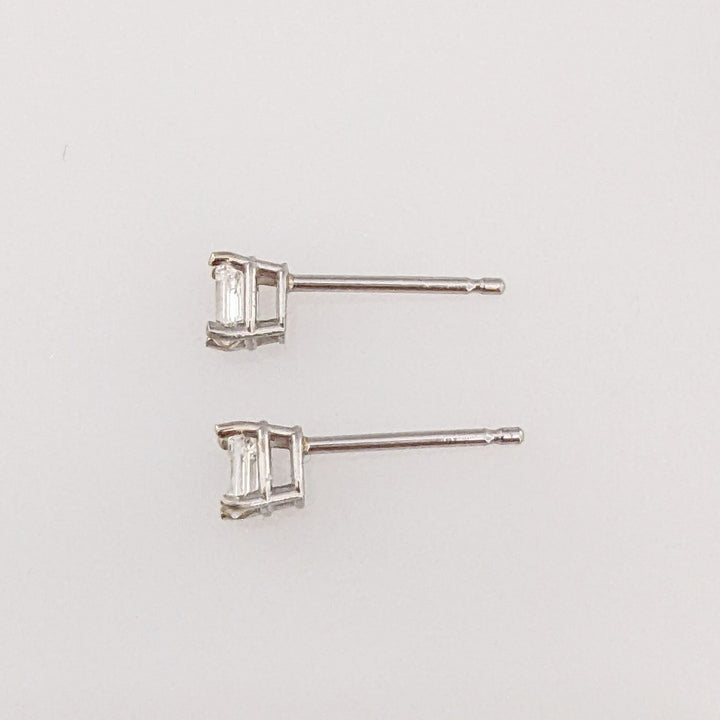 14K WHITE .30 CARAT TOTAL WEIGHT VS1 H DIAMOND EMERALD CUT (2) ESTATE STUD EARRINGS