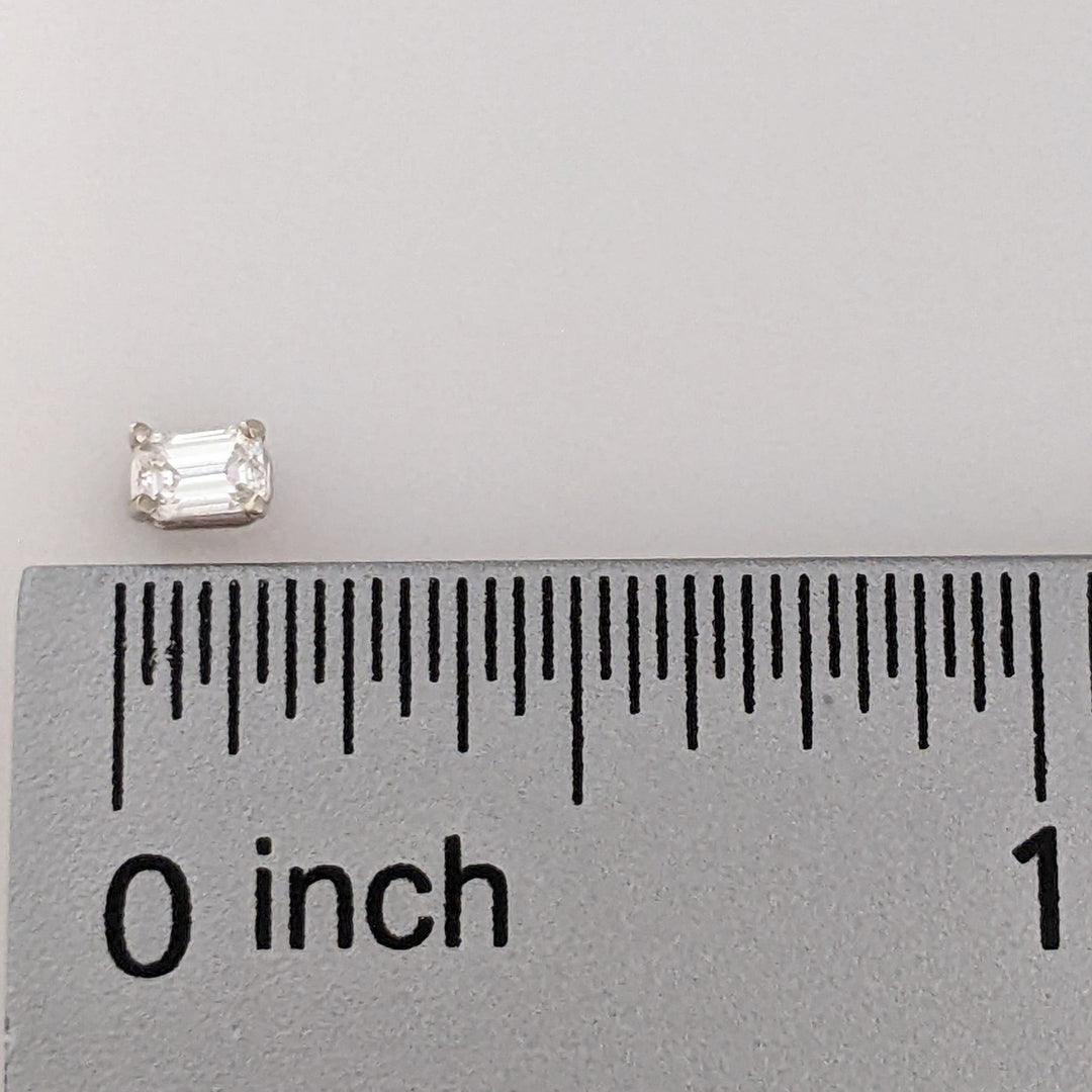 14K WHITE .30 CARAT TOTAL WEIGHT VS1 H DIAMOND EMERALD CUT (2) ESTATE STUD EARRINGS