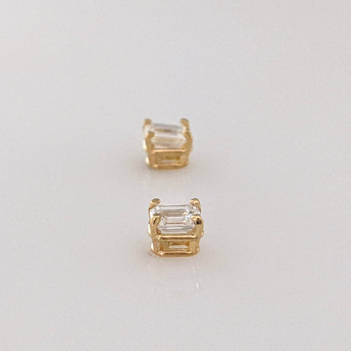 14K .30 CARAT TOTAL WEIGHT VS1 H DIAMOND EMERALD CUT (2) ESTATE STUD EARRINGS