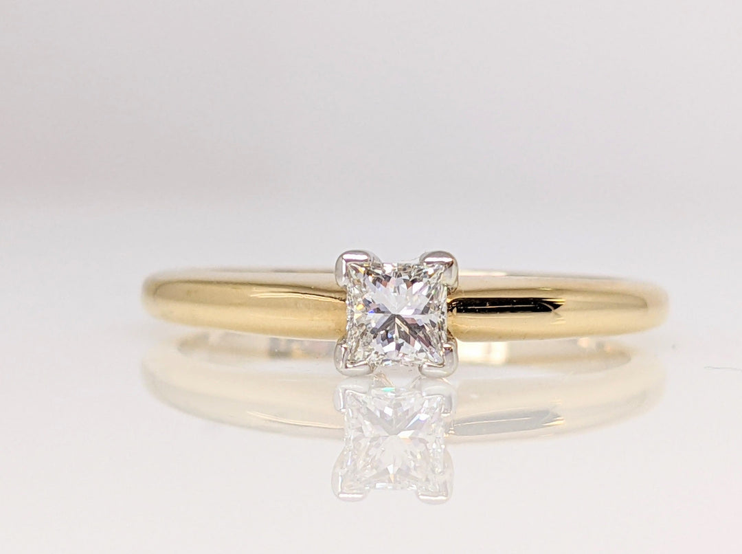 14K .19 CARAT TOTAL SI2 G DIAMOND PRINCESS CUT SOLITAIRE ESTATE RING 2.1 GRAMS
