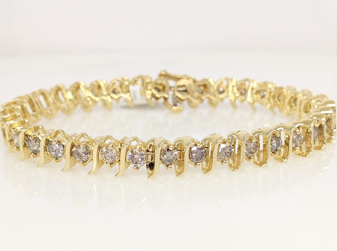 14K 4.08 CARAT TOTAL WEIGHT I1 J-K DIAMOND ROUND (34) S-LINK ESTATE BRACELET 18.1 GRAMS