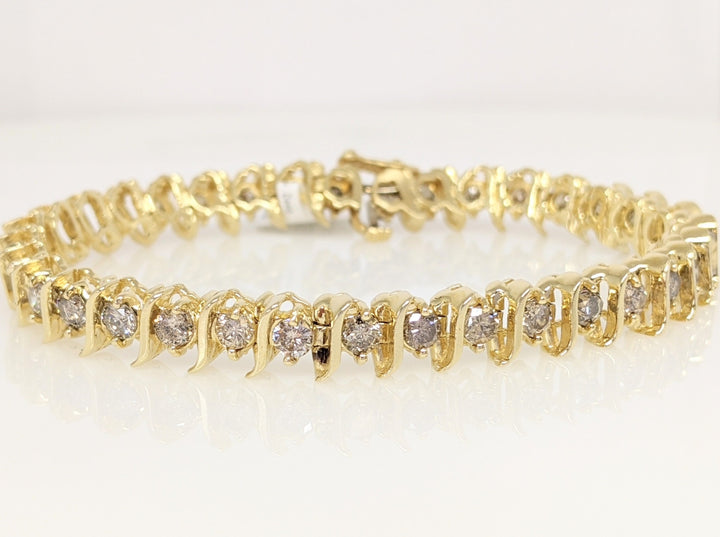 14K 4.08 CARAT TOTAL WEIGHT I1 J-K DIAMOND ROUND (34) S-LINK ESTATE BRACELET 18.1 GRAMS