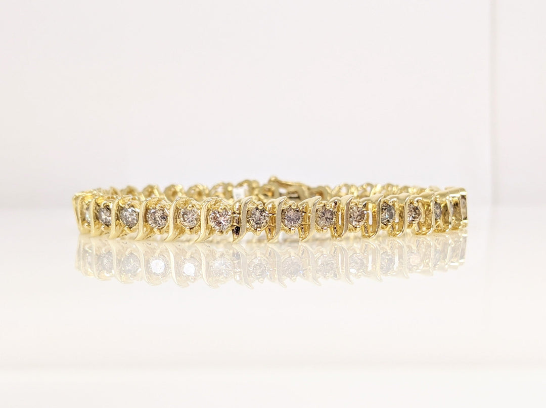 14K 4.08 CARAT TOTAL WEIGHT I1 J-K DIAMOND ROUND (34) S-LINK ESTATE BRACELET 18.1 GRAMS