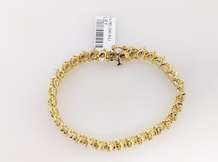 14K 4.08 CARAT TOTAL WEIGHT I1 J-K DIAMOND ROUND (34) S-LINK ESTATE BRACELET 18.1 GRAMS