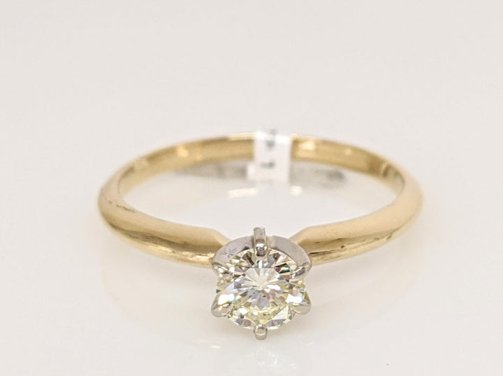 14K .40 CARAT TOTAL SI2 M DIAMOND ROUND 6-PRONG ESTATE SOLITAIRE RING 2.0 GRAMS